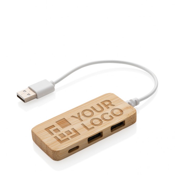 Bamboe USB hub met type C-poort