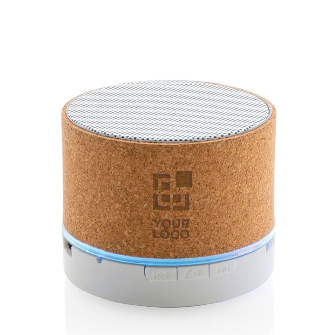 Bluetooth speaker met logo en kurken behuizing
