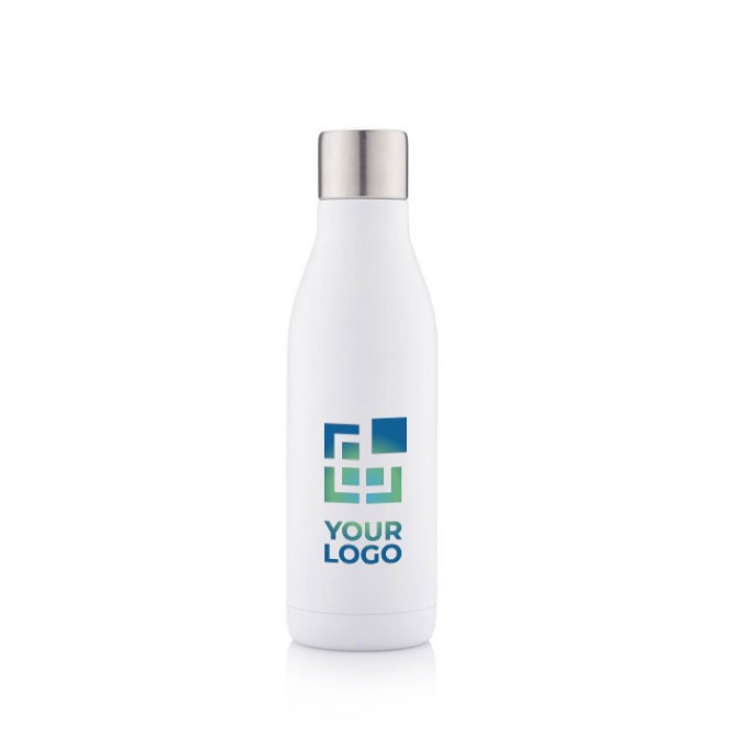 Fles met logo en UV-C-sterilisator weergave met jouw bedrukking