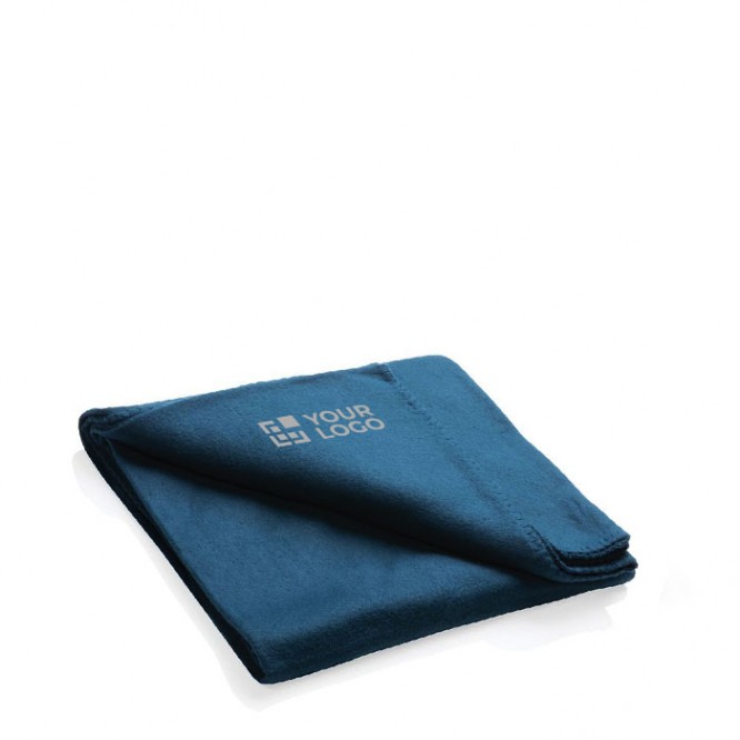 Zachte deken met logo en bijkomende tas kleur grijs