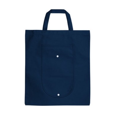 Non-woven tas met logo (opvouwbaar) kleur marineblauw tweede weergave voorkant