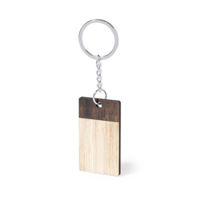 Rechthoekige houten sleutelhanger