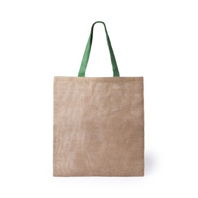Duurzame jute tas met logo kleur groen