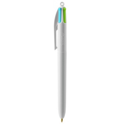 Klassieke BIC® bedrukte pen met 4 inktkleuren kleur wit
