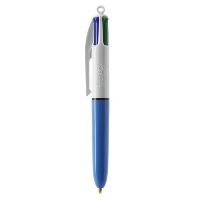 Tijdloze BIC® bedrukte pen met 4 inktkleuren kleur blauw