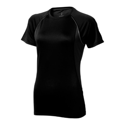 Polyester damesshirt met opdruk, 145 g/m2 in de kleur zwart