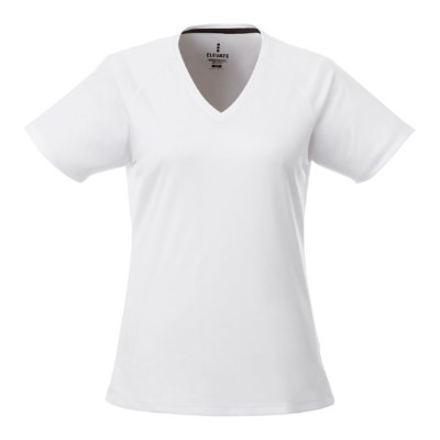 Hardloopshirts met V-hals en logo, 145 g/m2 in de kleur wit