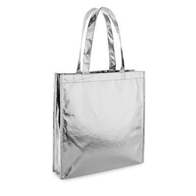 Metallic non-woven tas met logo kleur zilver afbeelding met logo