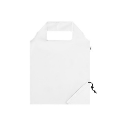 190T rPet opvouwbaar tasje met logo wit