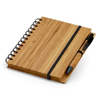 A5 notitieboekje met pen en bamboe kaft