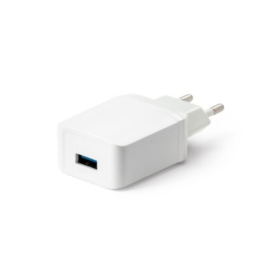 Bedrukte USB-adapter voor opladen kleur wit