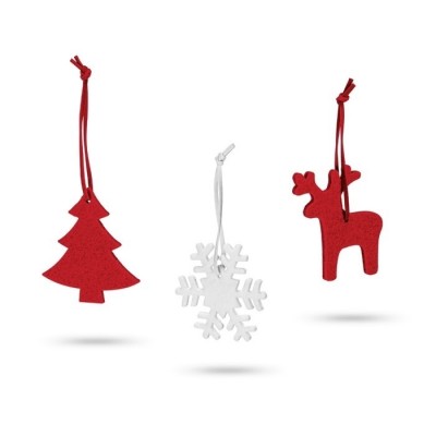 Set drie kerstboomhangers met logo kleur meerkleurig eerste weergave