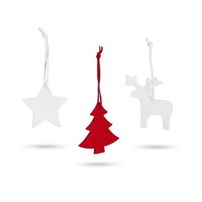 Set aan 3 kerstboomhangers met logo kleur meerkleurig tweede weergave