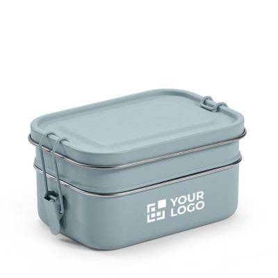 Dubbele lunchbox van gerecycled roestvrij staal met gespen 1,2L