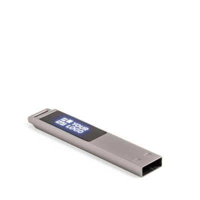 Platte metalen USB met verlicht logo