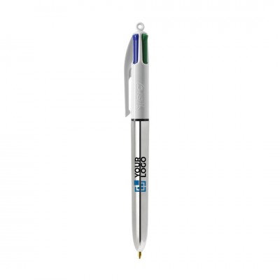 BIC® reclame pen met 4 metallic inktkleuren kleur zilver