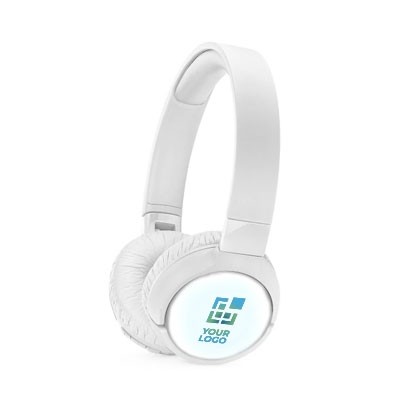 Bluetooth koptelefoon met logo en ruisonderdrukking kleur wit