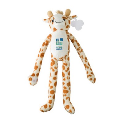 Pluche giraffe knuffel met klittenband met aanpasbaar label