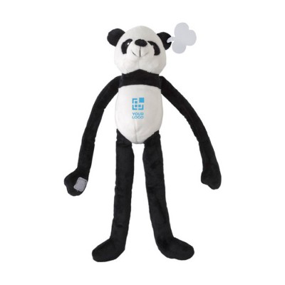 Pluche panda knuffel met klittenband aan de handen en label met logo