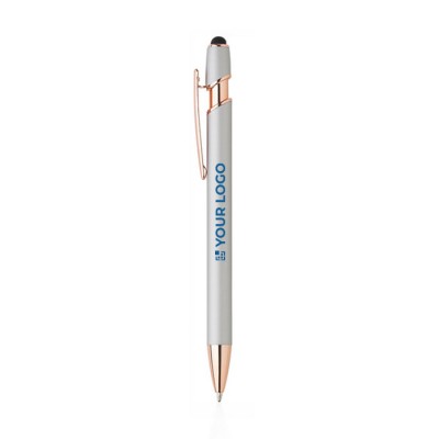 Metallic pen met blauwe inkt en roségoud accent