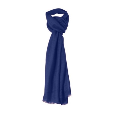 Sjaal met logo en visgraatpatroon kleur blauw