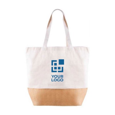 Gerecycled katoenen tas met logo weergave met jouw bedrukking