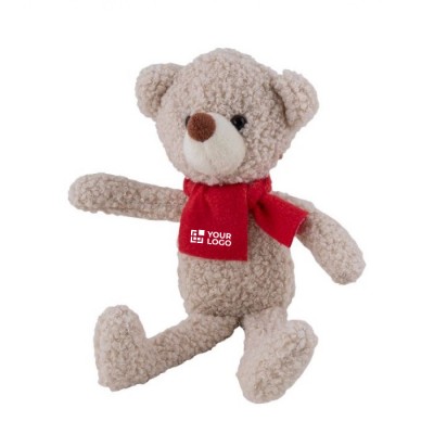 Teddybeer met rode sjaal om te personaliseren
