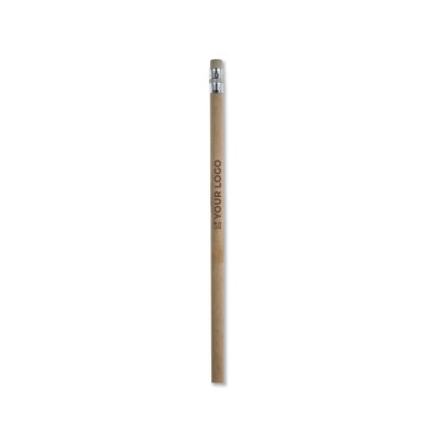 Goedkoop potlood met opdruk en gum kleur wit