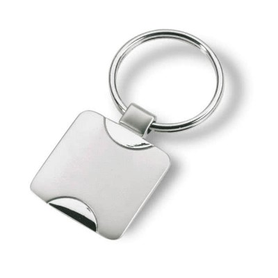 Vierkante sleutelhanger met opdruk kleur zilver