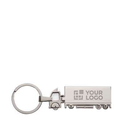 Sleutelhanger in de vorm van een vrachtwagen kleur zilver
