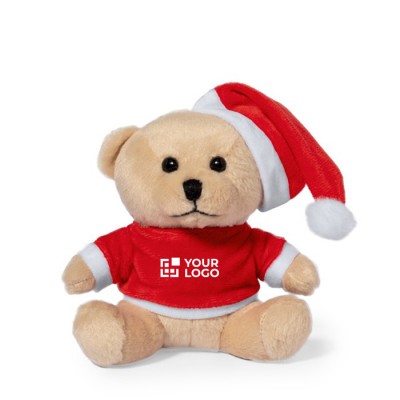 Teddybeer met kerstmuts en personaliseerbaar shirt