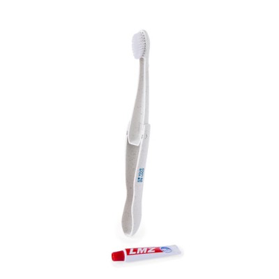 Opvouwbare tarweriet tandenborstel met tandpasta