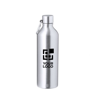 Fles van gerecycled aluminium met karabijnhaak 800 ml