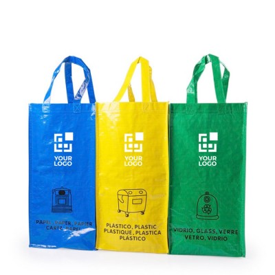 3 recyclebare tassen met logo weergave met jouw bedrukking