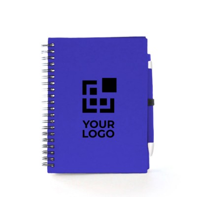 Promotie A5 notitieboek bedrukken met ringband en pen kleur wit