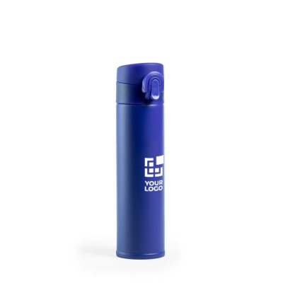 Thermosfles van RVS voor merchandising kleur blauw