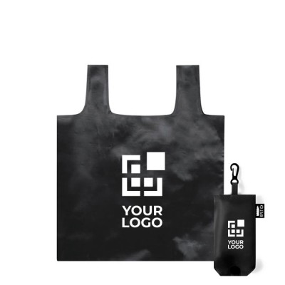 Zachte RPET opvouwbare tas met logo kleur zwart