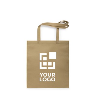 Sealed afgewerkte eco non woven tas bedrukken kleine oplage met logo weergave met jouw bedrukking