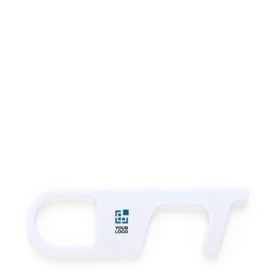 Antibacteriële en contactloze sleutelhanger met logo kleur wit