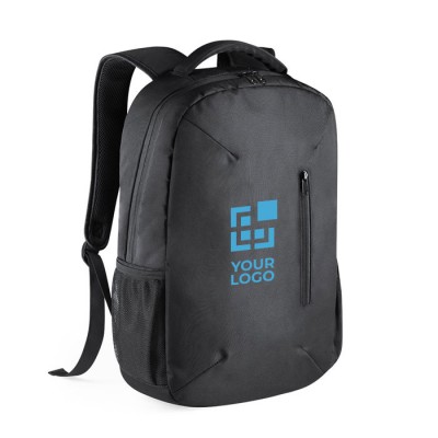 Eco nylon laptoprugzak met eigen logo kleur zwart eerste weergave