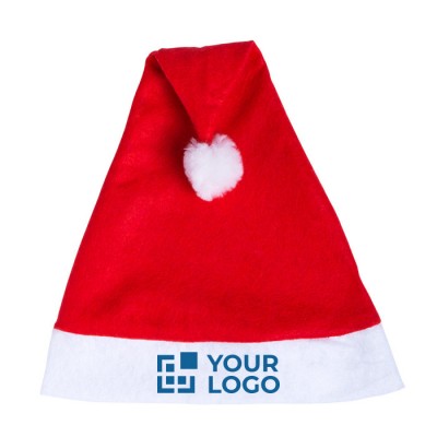 Zachte kerstmuts met logo van polyester kleur rood eerste weergave