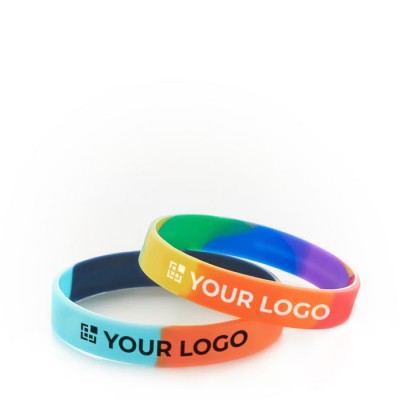 Promotionele multicolor polsbandjes met logo weergave met jouw bedrukking