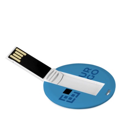 Ronde USB-stick om te bedrukken weergave met jouw bedrukking