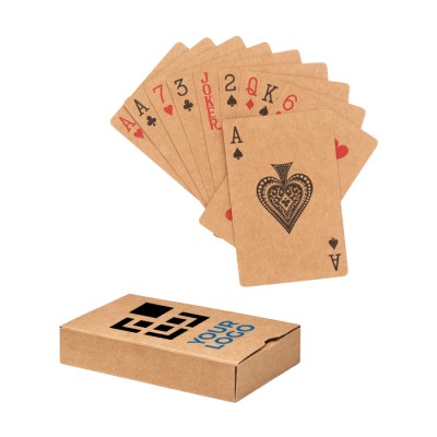 Duurzaam kaartspel met logo kleur beige