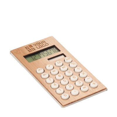 Bamboe rekenmachine met logo weergave met jouw bedrukking