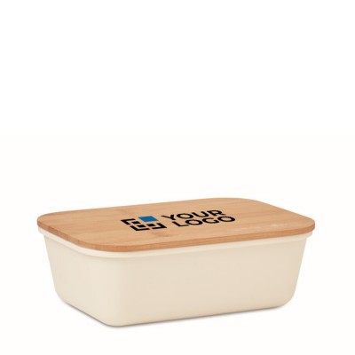 Lunchbox van PP kunststof met bamboe deksel kleur beige tweede weergave