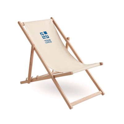 Houten strandstoel met logo weergave met jouw bedrukking