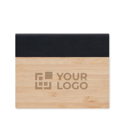 Bamboe notitieblok met logo en sticky notes