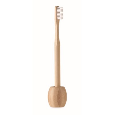 Bedrukte bamboe tandenborstel met standaard kleur hout