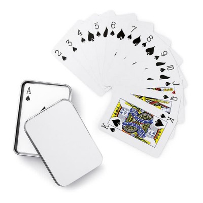 Kaartspel in metalen doosje met opdruk kleur matzilver derde weergave